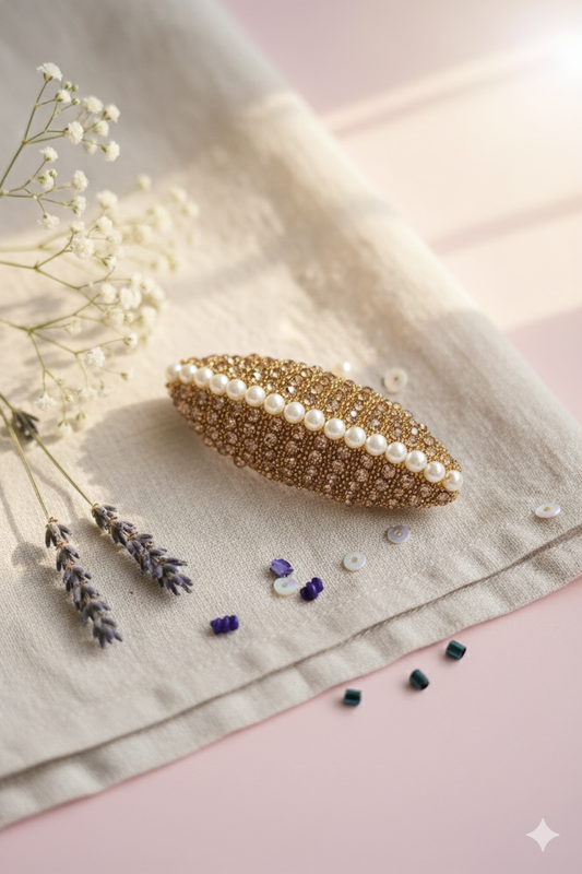 Deluxe Crystal & Multicolored Beaded Saree Pin