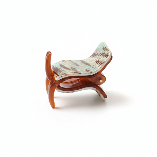 Classic Tortoise Small Hair Clamp with Chevron Pattern