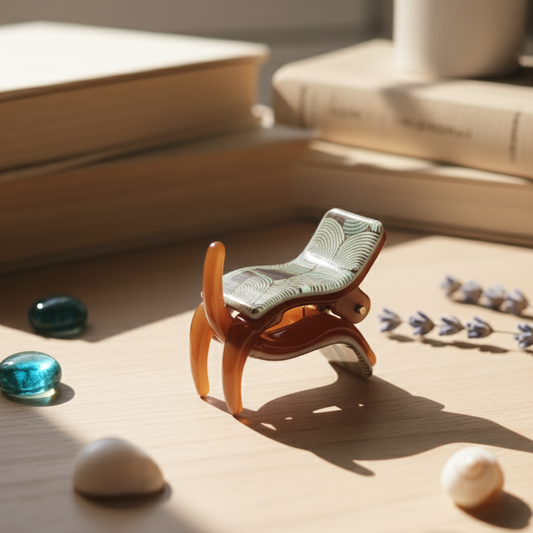 Classic Tortoise Small Hair Clamp with Chevron Pattern