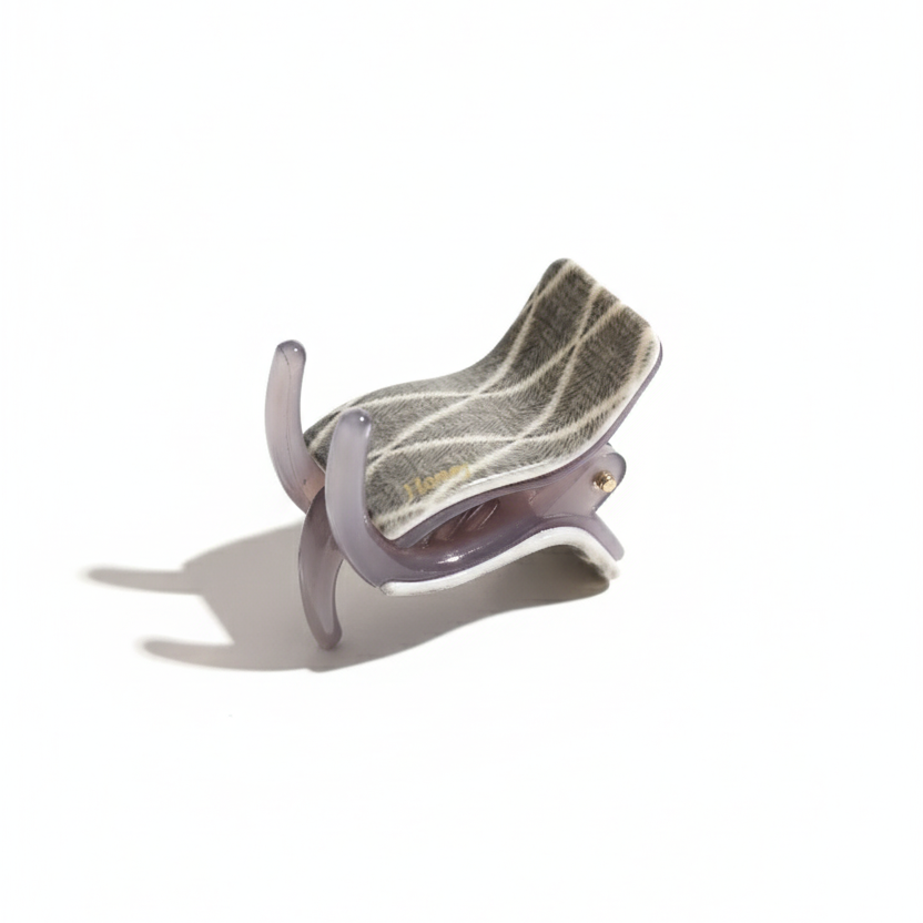 Lilac Acrylic Base Small Hair Clamp with Tartan Pattern