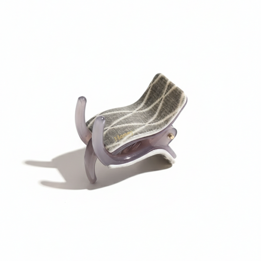 Lilac Acrylic Base Small Hair Clamp with Tartan Pattern
