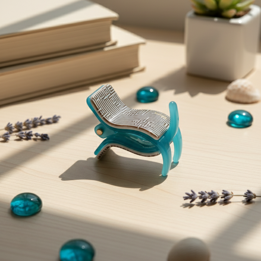 Abstract Blue Patterned Claw Clip