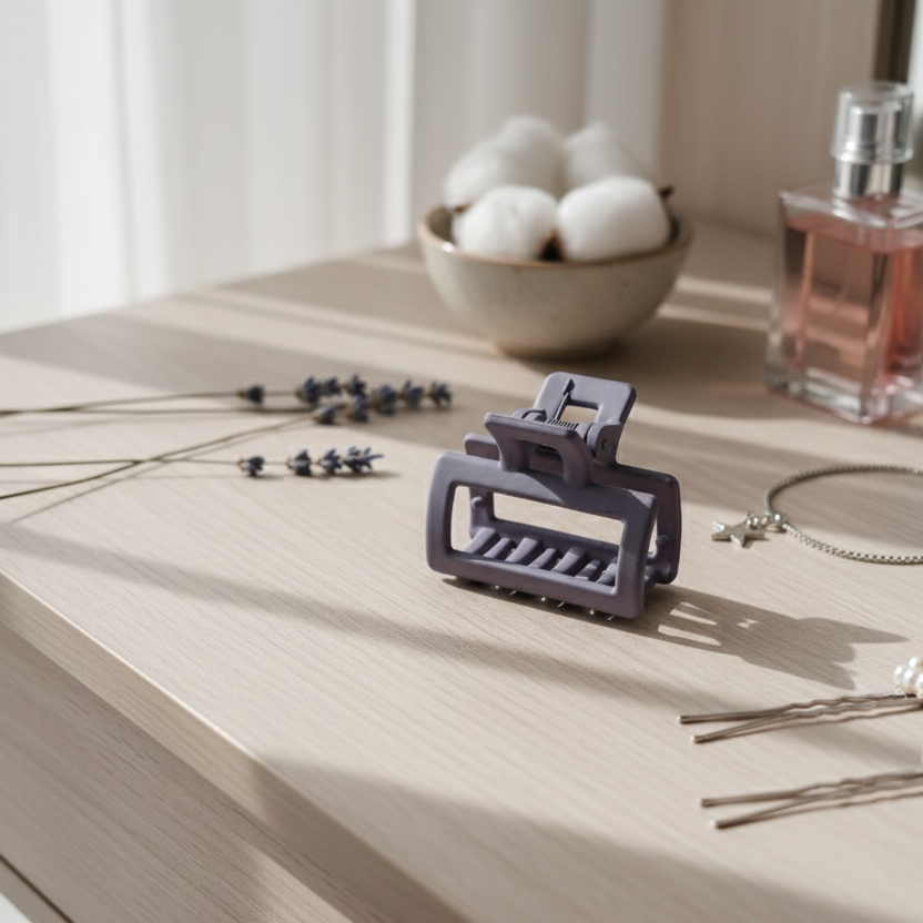 Non-Slip Square Hair Clamp in Dusty Violet