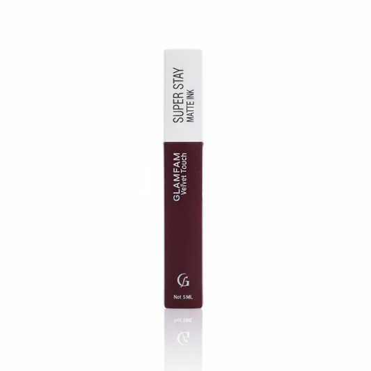 GLAMFAM Velvet Touch - SUPER STAY MATTE INK" in this deep berry/plum shade