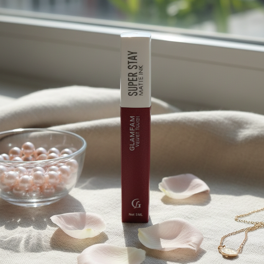 GLAMFAM Velvet Touch - SUPER STAY MATTE INK" in this rich burgundy/wine