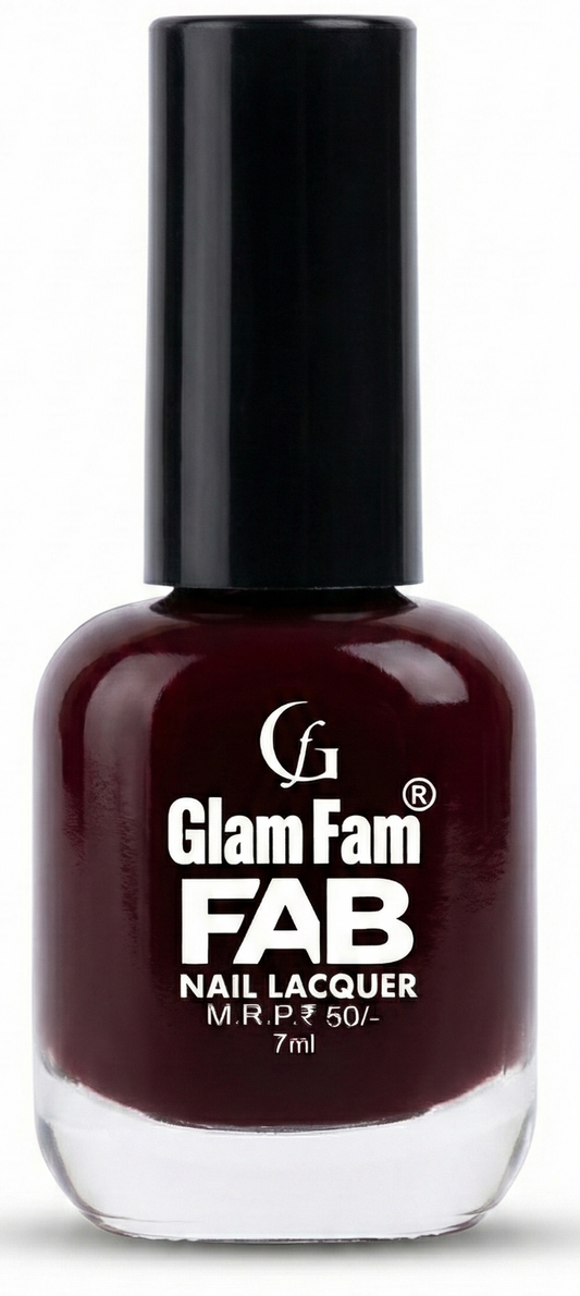 GlamFam FAB Nail Lacquer – Deep Burgundy / Wine Red (7ml)