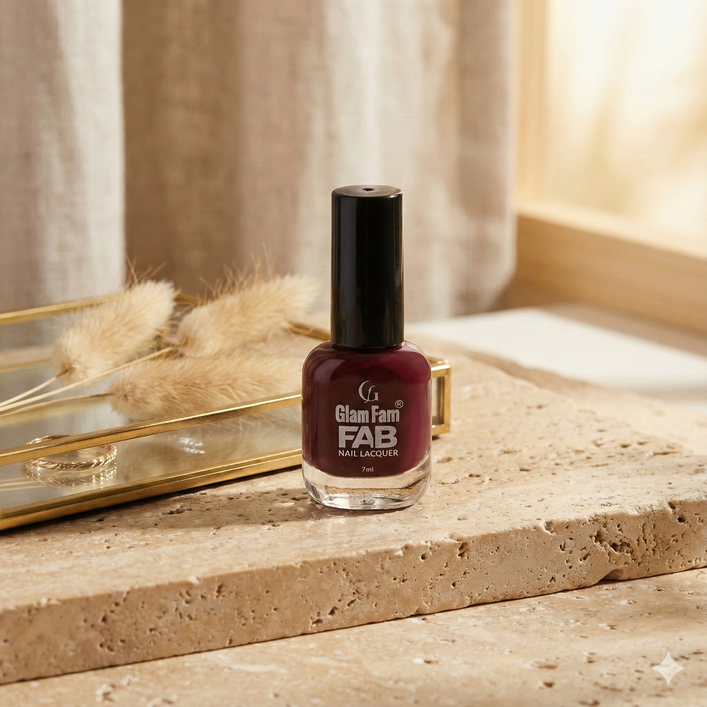 Glam Fam FAB Nail Lacquer – Rich Earthy Maroon (7ml)