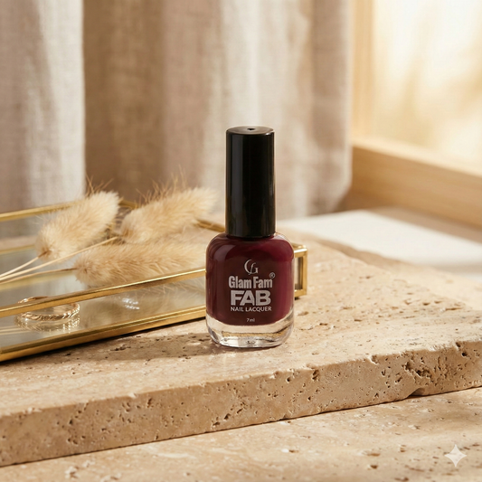 Glam Fam FAB Nail Lacquer – Rich Earthy Maroon (7ml)