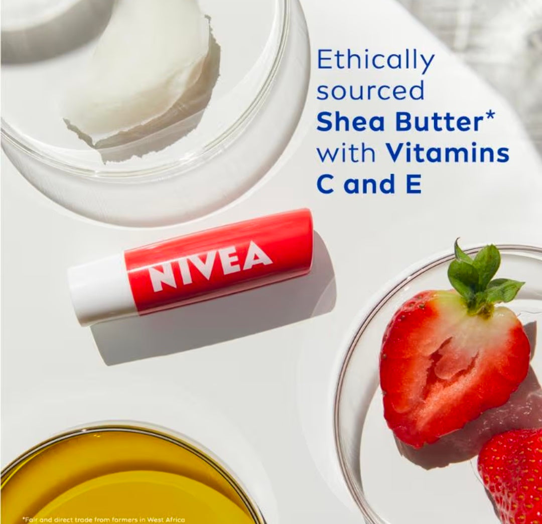NIVEA
Tinted Lip Balm with Natural oils & 24H melt-in moisture- Fruity Strawberry Shine
(4.8gm)