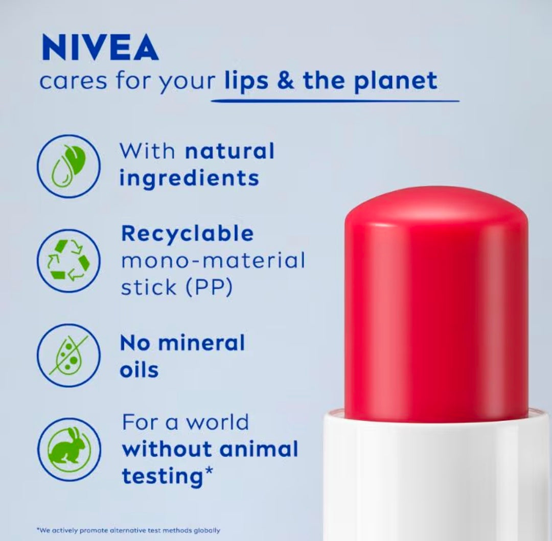 NIVEA
Tinted Lip Balm with Natural oils & 24H melt-in moisture- Fruity Strawberry Shine
(4.8gm)